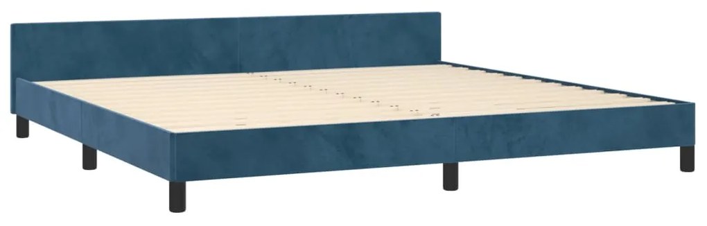 Estrutura de cama c/ cabeceira 200x200 cm veludo azul-escuro