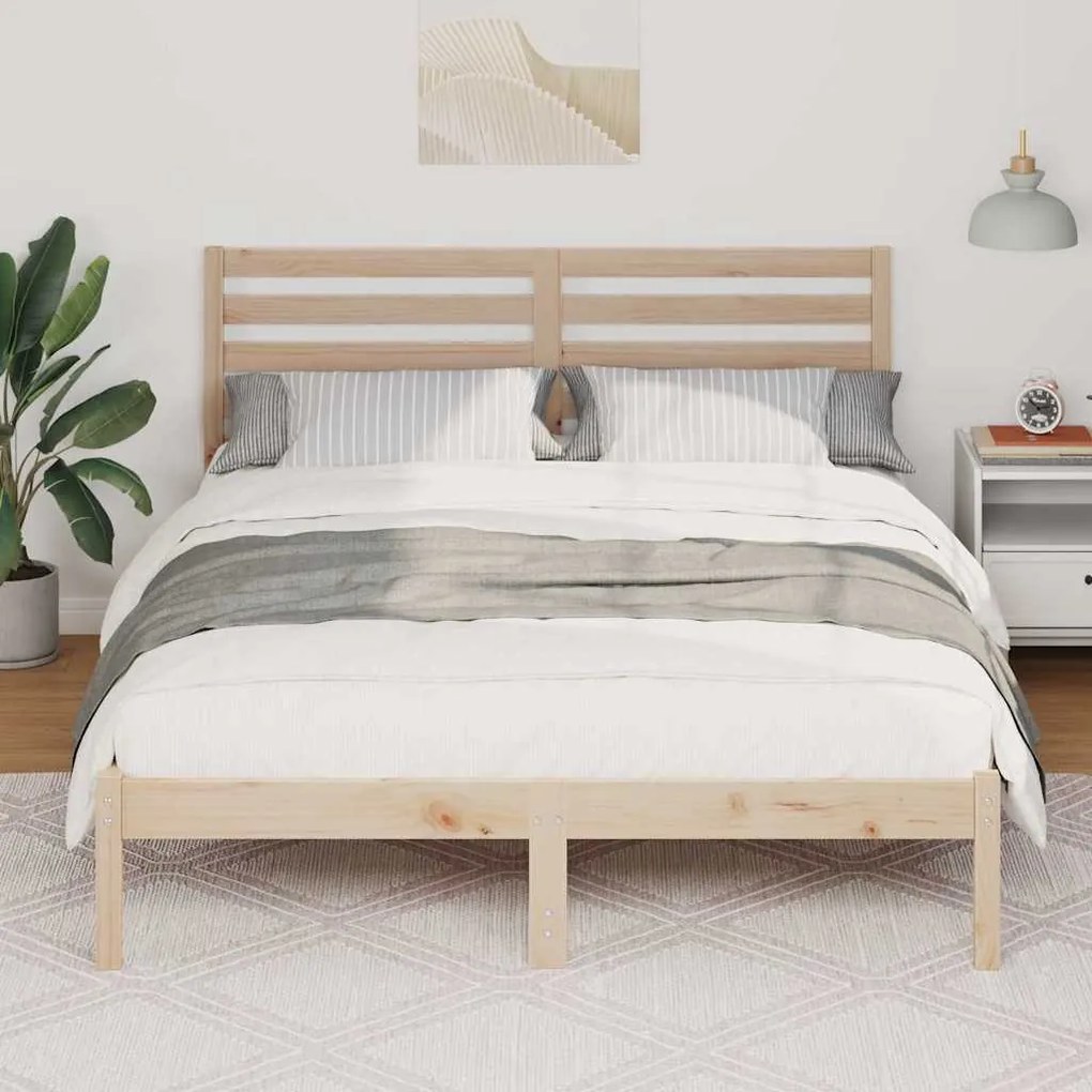 Estrutura da Cama com cabeceira Castanho 140 x 190 cm
