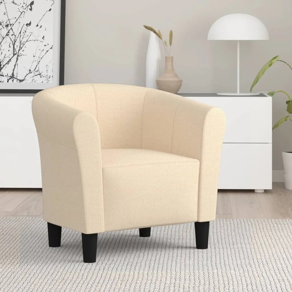 345024 vidaXL Poltrona em tecido cor creme