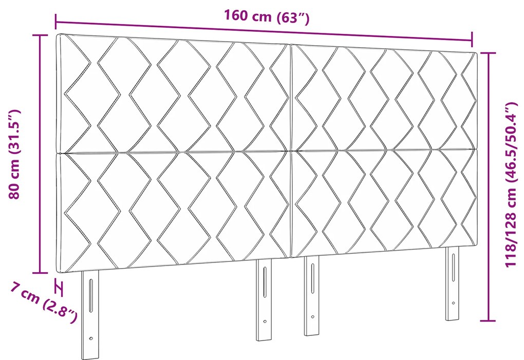 Cabeceira Design de Diamante Azul Escura 160 cm Veludo
