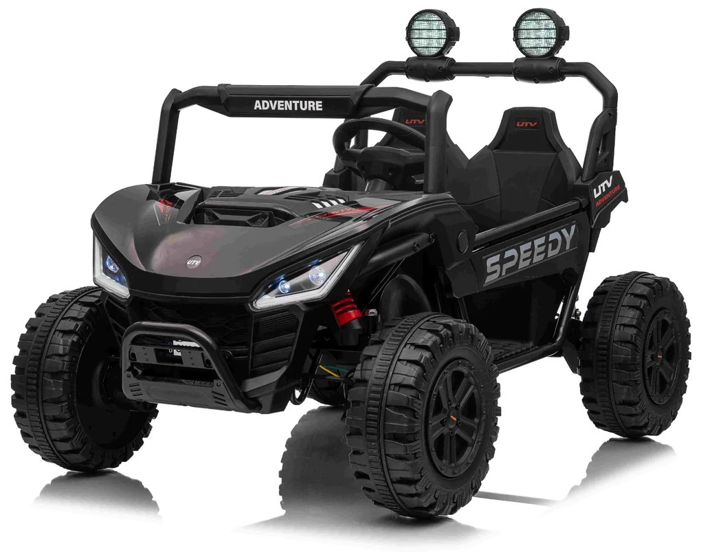 Jipe elétrico para crianças T-REX Ride 4x4, 2 Lugares, 24V, leitor MP3, bateria de lítio, Rodas EVA, controlo remoto, luzes LED Preto