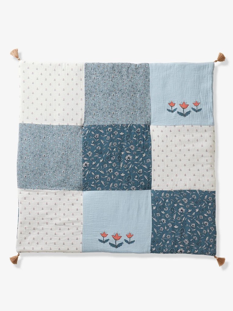 Tapete / Fundo de parque em patchwork, INDIA azul estampado