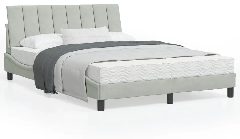 vidaXL Estrutura de cama sem colchão 140x200 cm veludo cinzento-claro