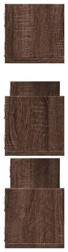 Prateleiras de parede 3 pcs derivados madeira carvalho castanho