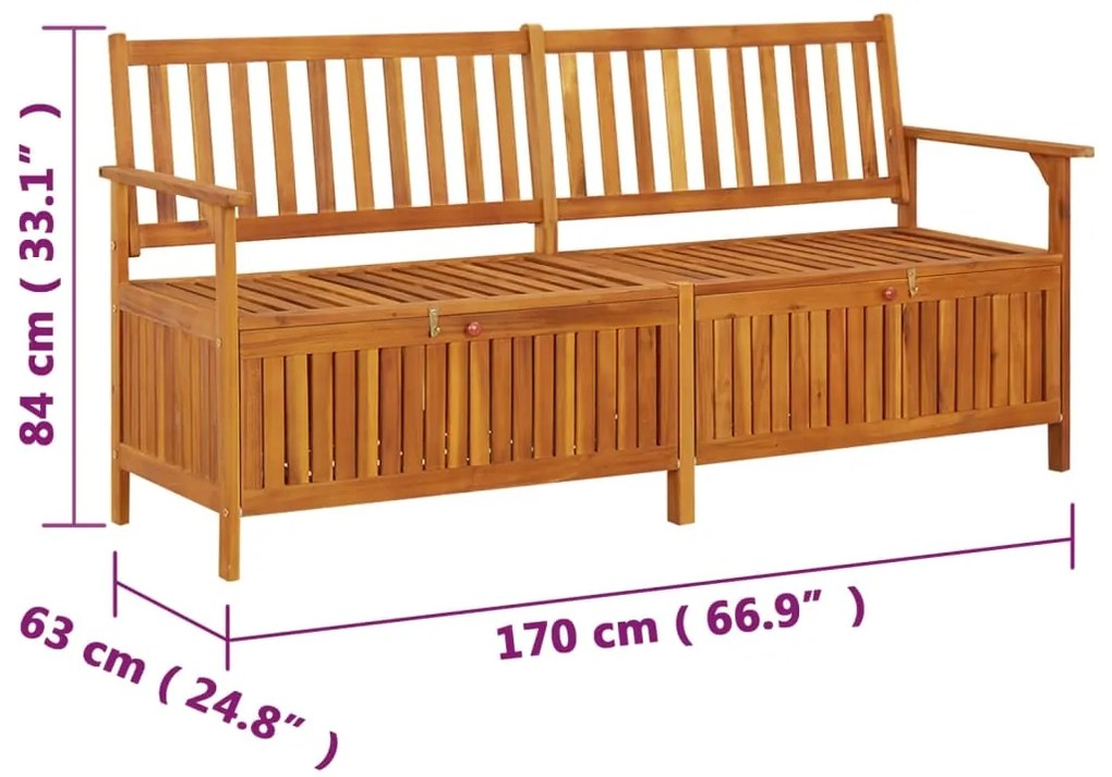 Banco de arrumação 170 cm madeira de acácia maciça