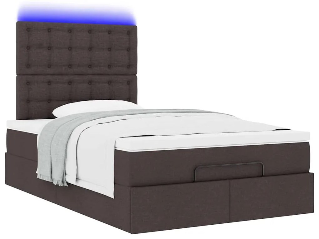 Estrutura de cama otomana com colchão 120x190cm castanho escuro
