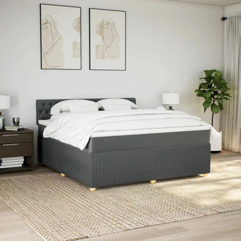 Cama com molas/colchão 180x200 cm tecido cinzento-escuro