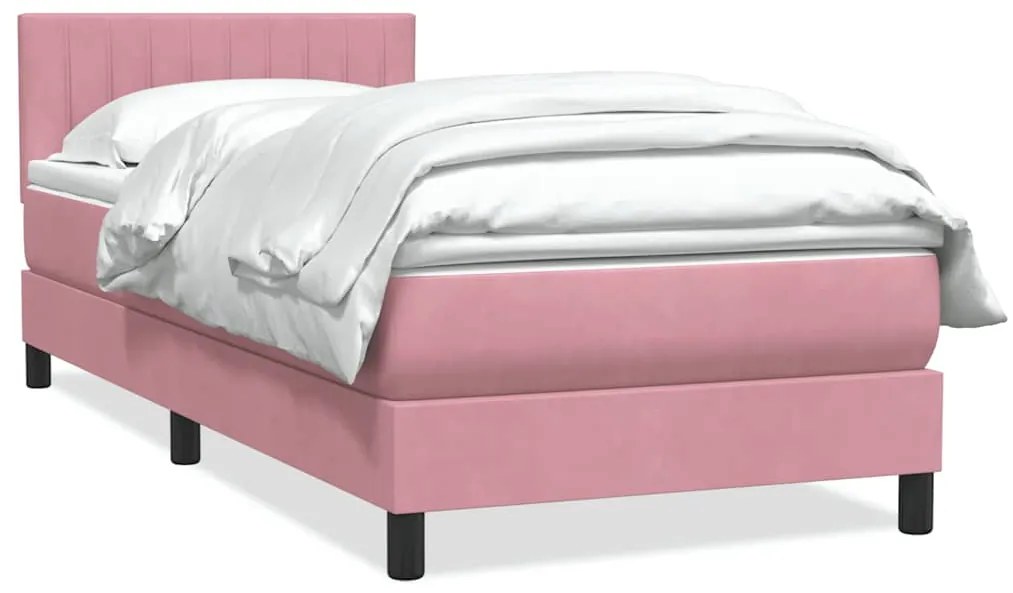 vidaXL Cama com molas/colchão rosa 80x210 cm veludo