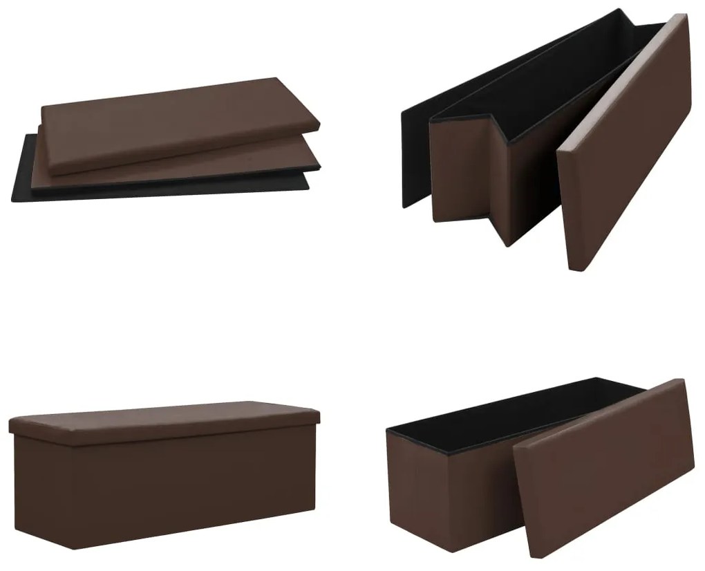 Banco de arrumação dobrável PVC castanho