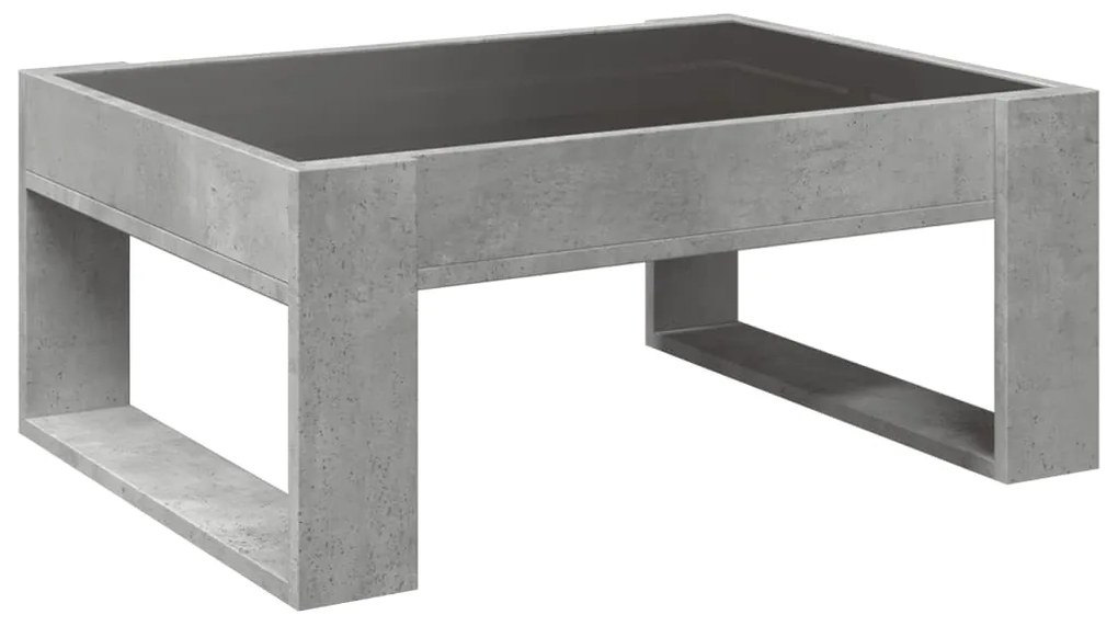 Mesa de centro luzes LED Infinity 70x53x30 cm cinzento cimento