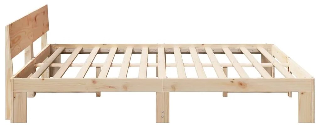 Estrado de Cama com Cabeceira 180x200 cm Madeira de Pinho Maciço
