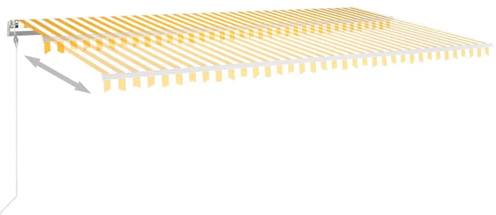 Toldo retrátil manual com LED 6x3 m amarelo e branco