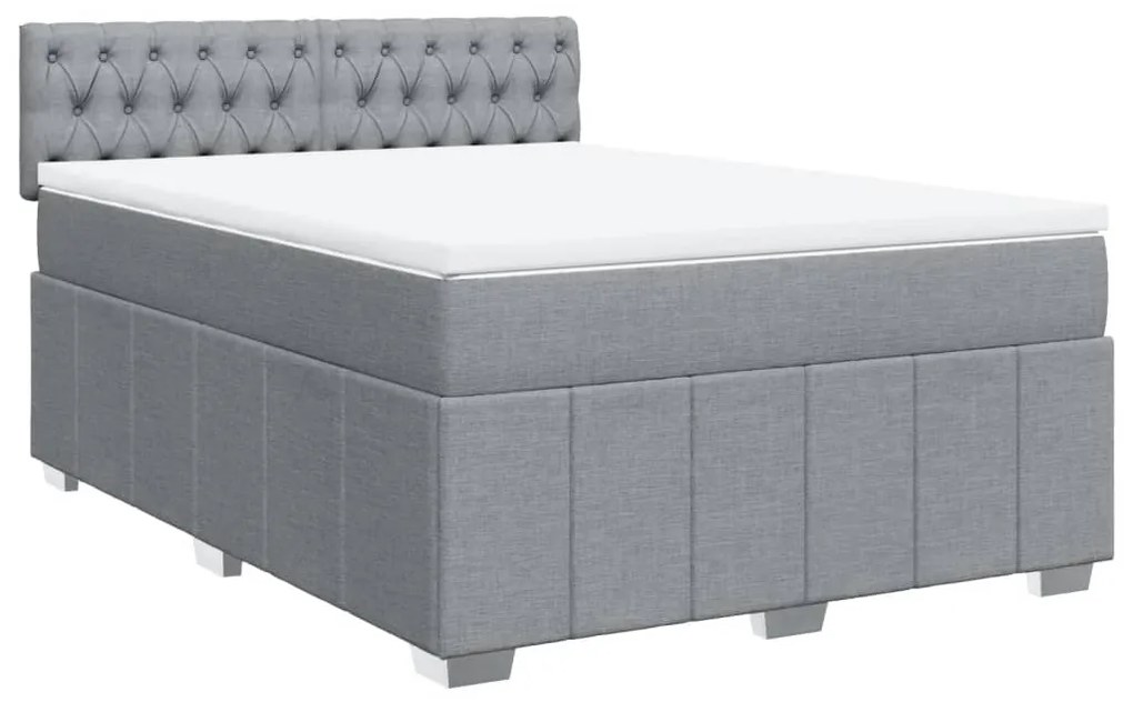Cama com molas/colchão 140x190 cm tecido cinzento-claro
