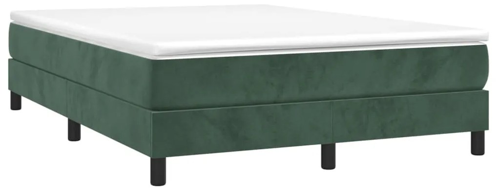 Estrutura de cama 140x200 cm veludo verde-escuro