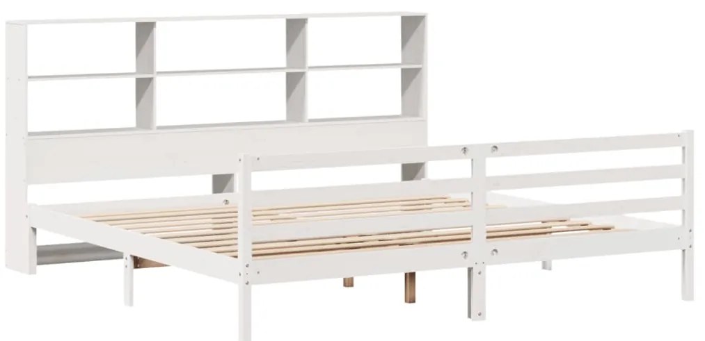 Cama com estante sem colchão 200x200 cm pinho maciço branco