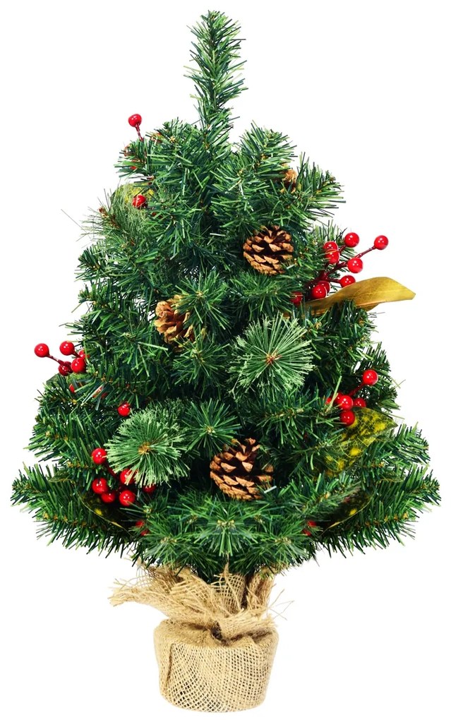 Árvore de Natal de 60cm com Cimento Estável e Base de Linho Decoração de Interior Perfeita para Mesas e Escrivaninhas