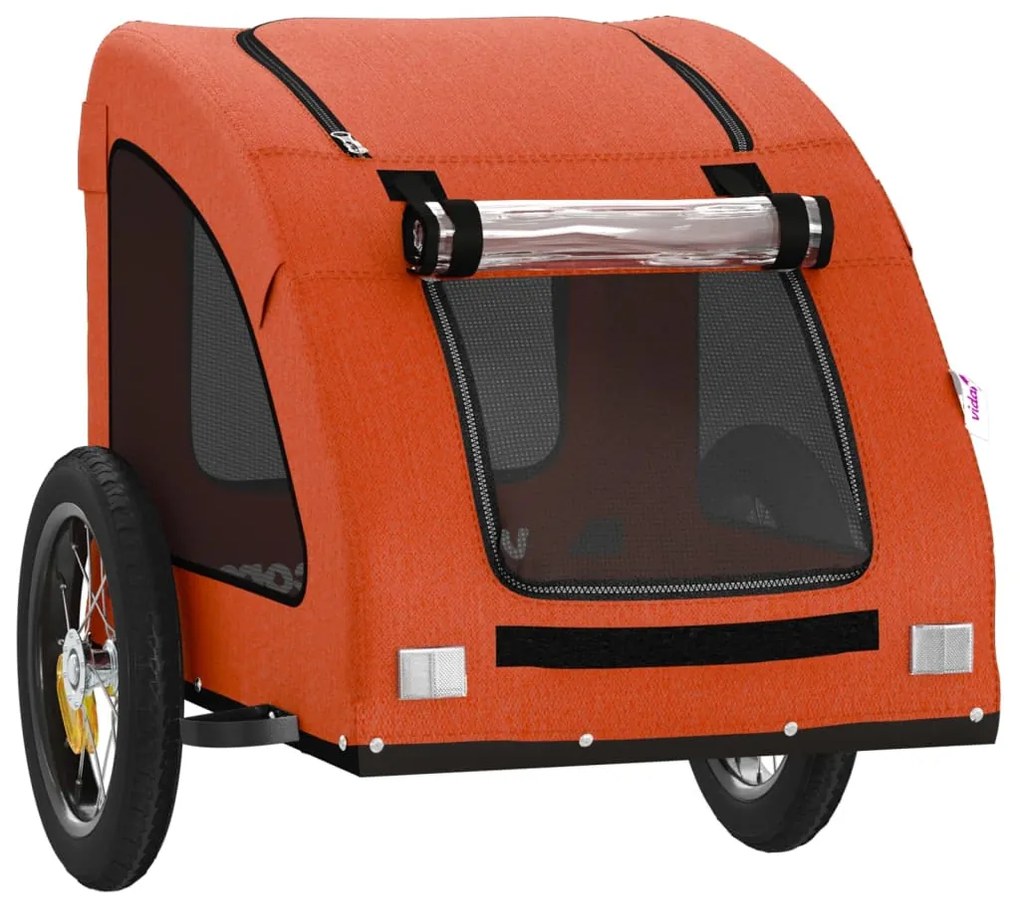 Reboque bicicleta p/ animais tecido oxford/ferro laranja
