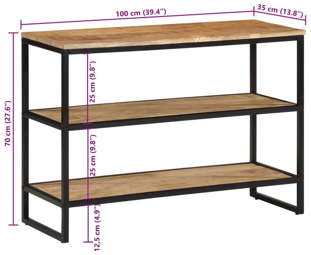 Mesa consola 100x35x70 cm madeira de mangueira áspera maciça