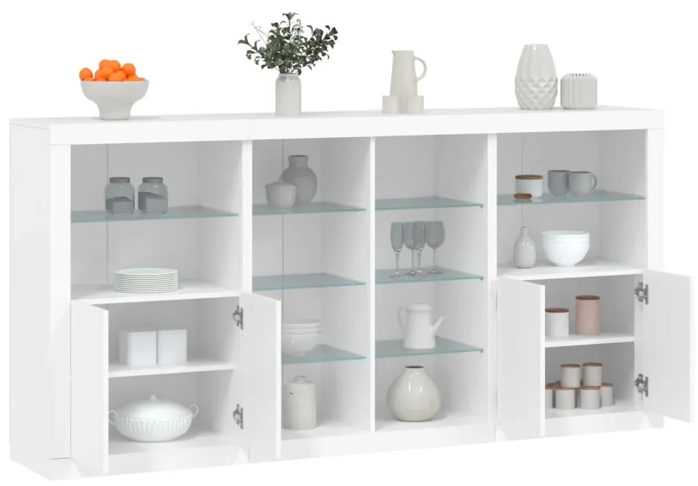 vidaXL Aparador com luzes LED 202x37x100 cm branco