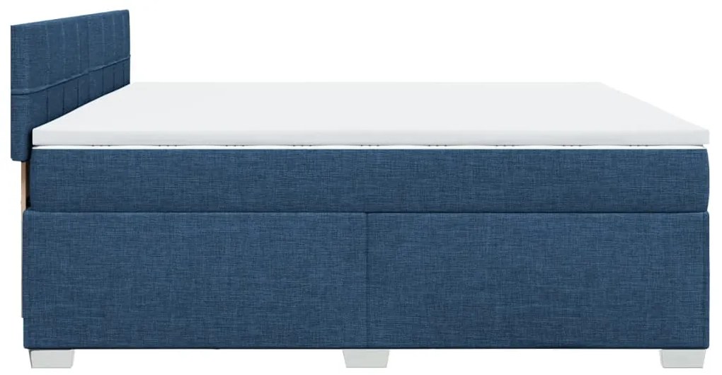Cama com molas/colchão 200x200 cm tecido azul