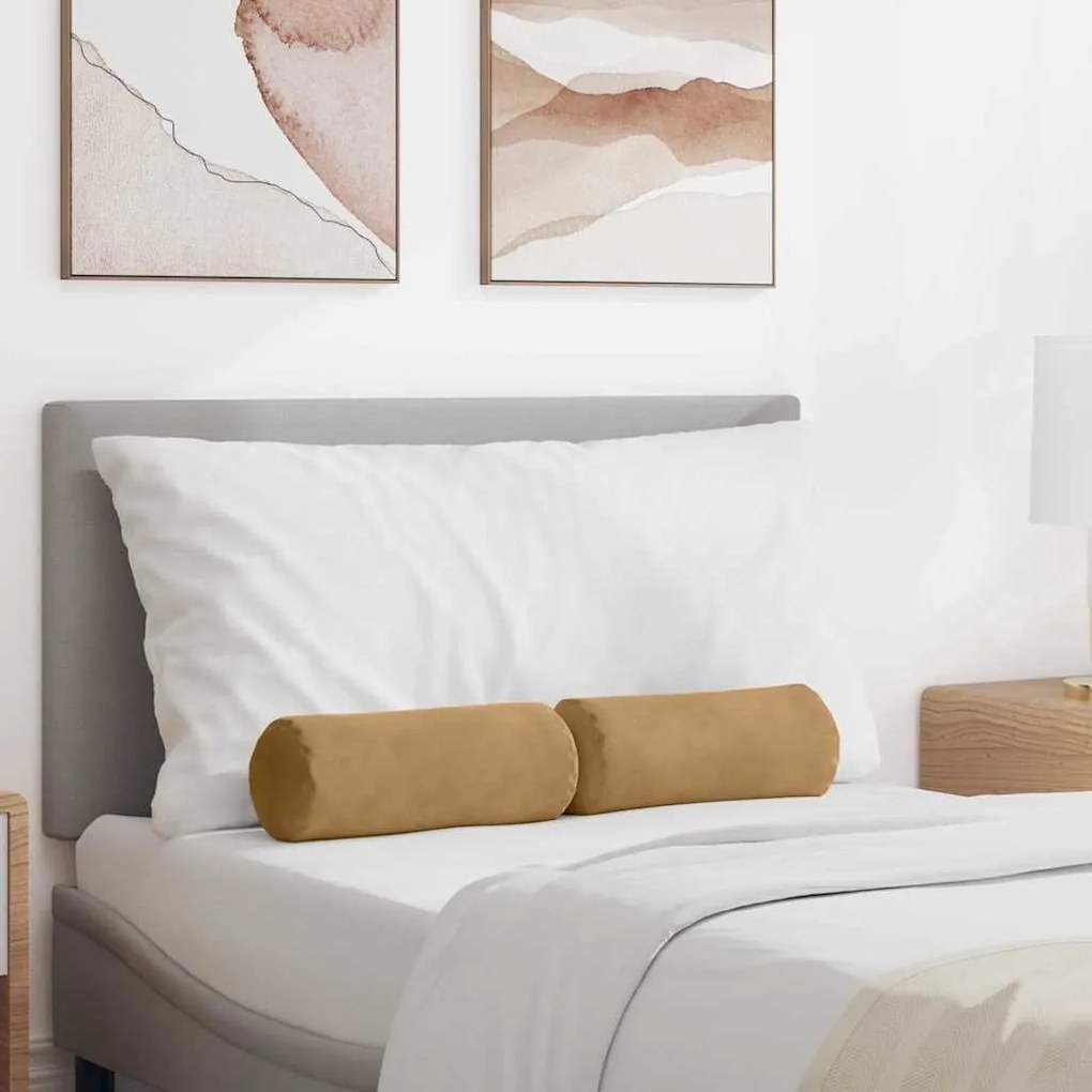 vidaXL Almofadas de Apoio 2 pcs Castanho Ø 15 x 40 cm