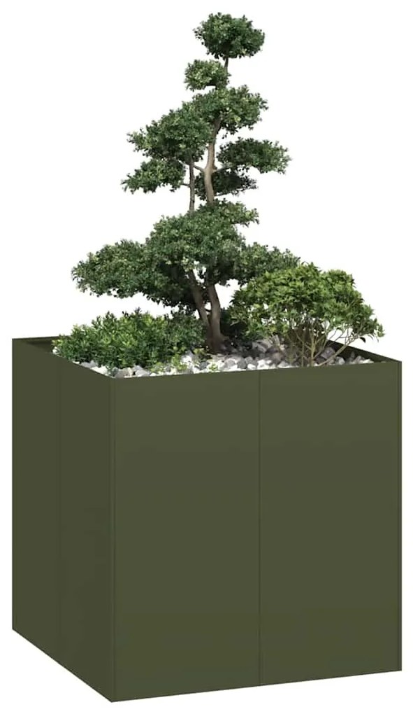 Vaso floreira 80x80x80 cm aço verde azeitona