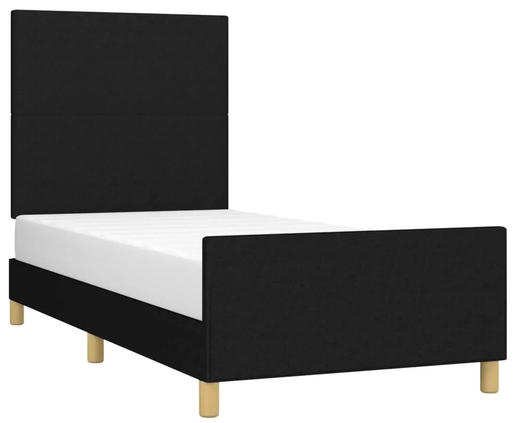 Estrutura de cama sem colchão 90x190 cm tecido preto