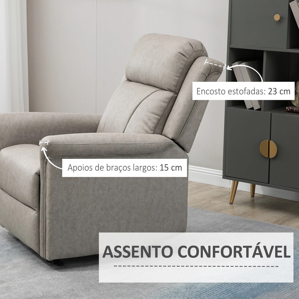 Poltrona Relax Reclinável até 135º com Apoio para os Pés Encosto Alto 78x96x102 cm Cinza
