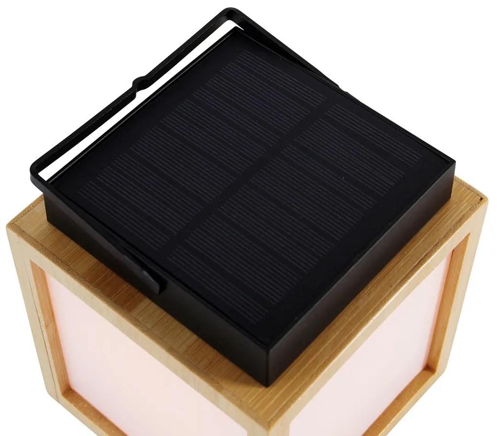 Candeeiro de Mesa de Bambu com Efeito de Chama Incl. LED IP44 Recarregável a Energia Solar - Vega Moderno