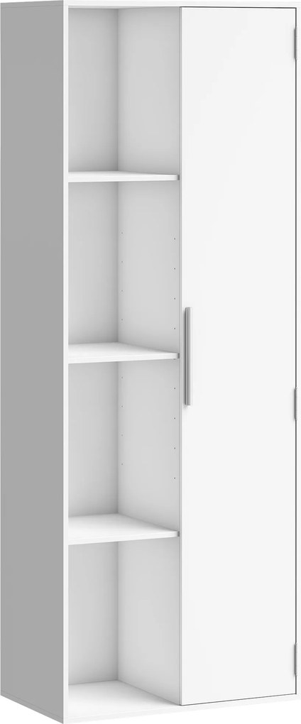 HOMCOM Estante de 4 níveis com prateleiras ajustáveis, estante com armário e portas para sala de estar, escritório, Branco | Aosom Portugal