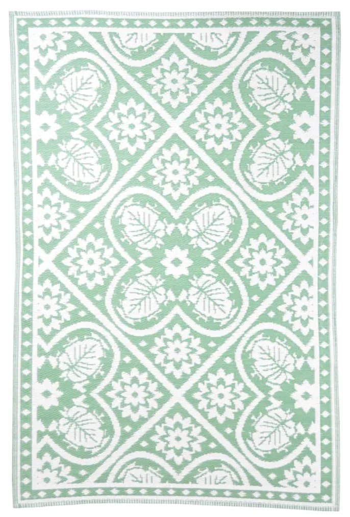 Esschert Design Tapete de exterior 182x122 cm azulejos verde e branco