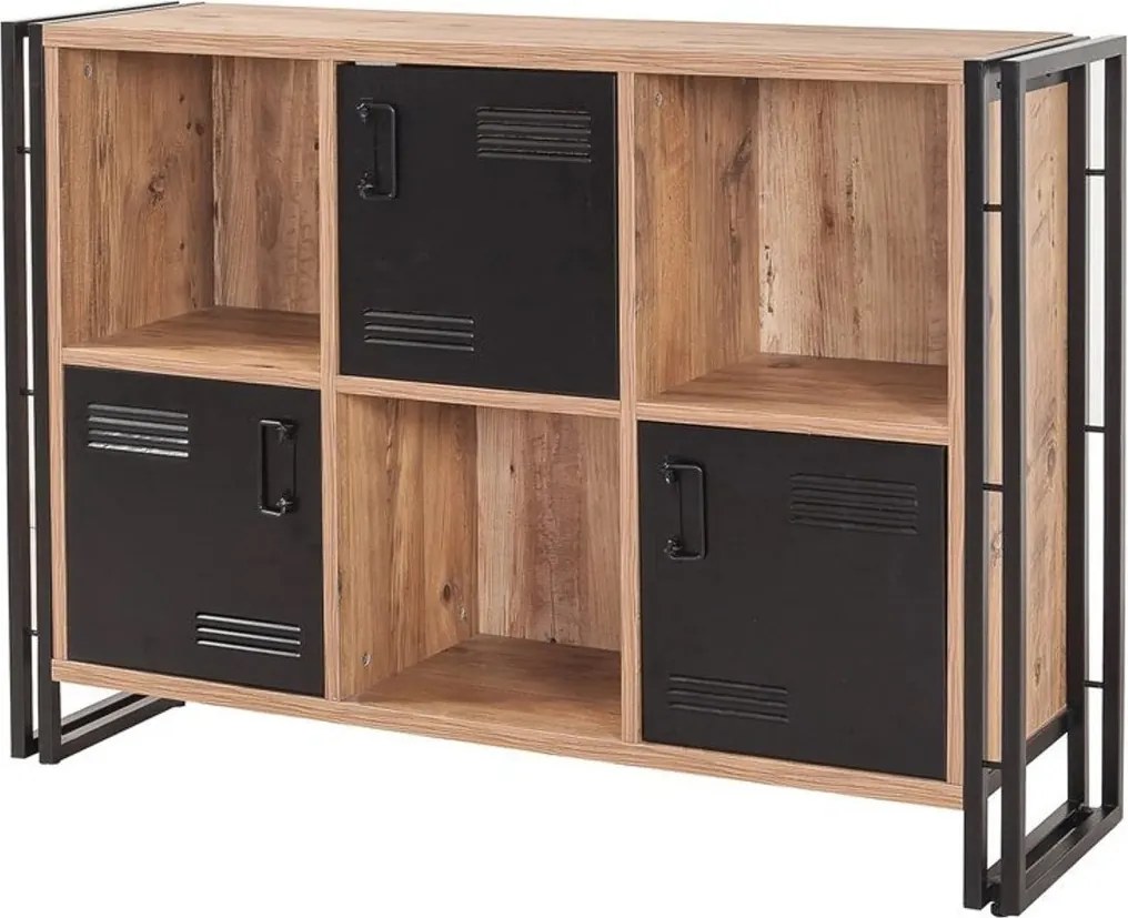 Conjunto de Mobiliário de Sala Cosmo – Pinho Atlântico Preto – Estante