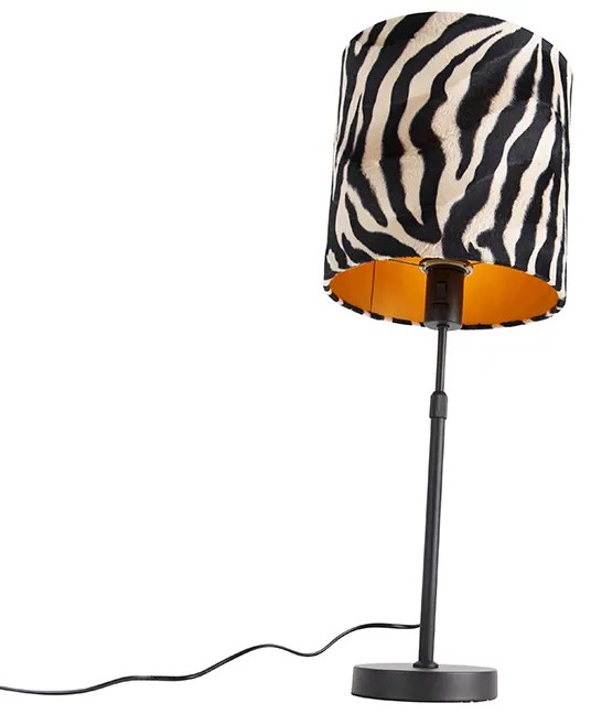 Candeeiro de mesa com abajur preto estampado de zebra 25 cm ajustável - Parte Clássico / Antigo