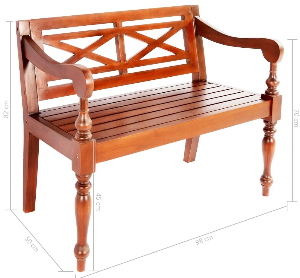 Banco Batávia 98 cm madeira maciça de mogno castanho escuro