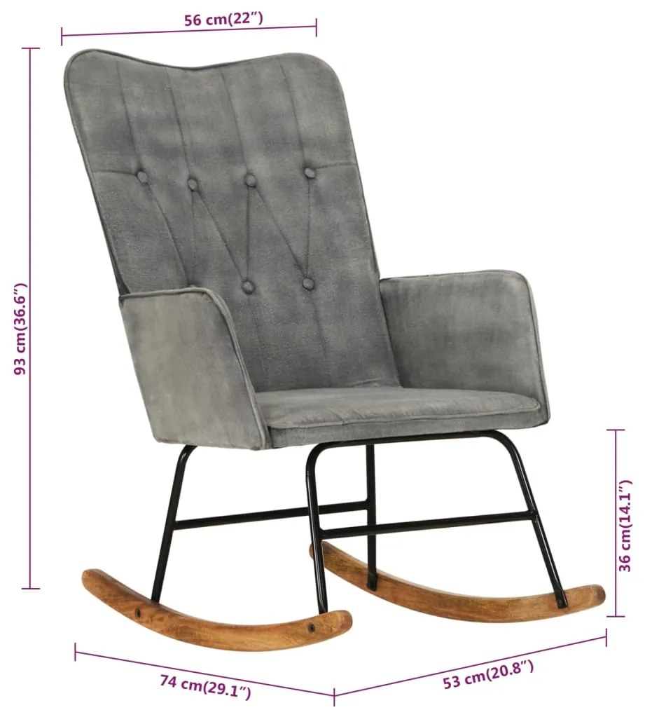 Cadeira de baloiço lona vintage cinzento