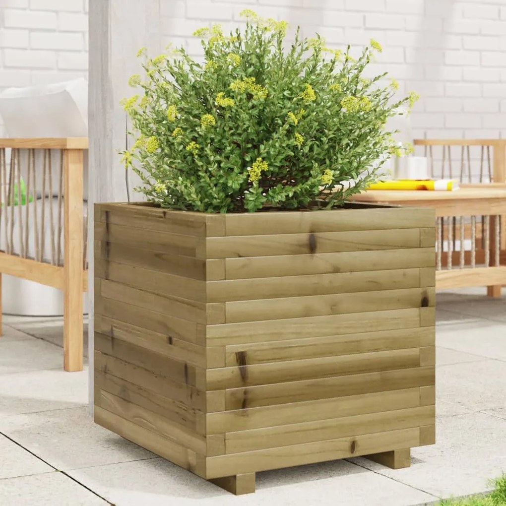 vidaXL Vaso/floreira de jardim 50x50x49,5 madeira de pinho impregnada