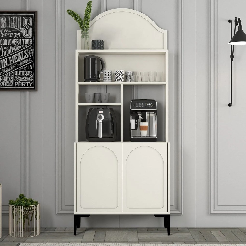 Armário de Cozinha/Sala "Caffè" - Creme e Preto - 81.3x201x35cm - Desi