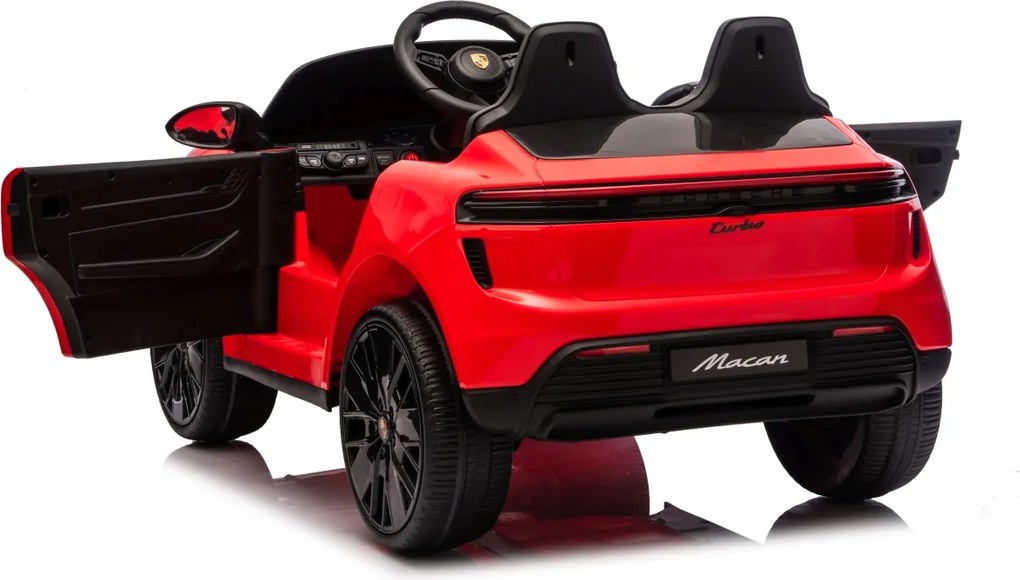 Carro elétrico para Crianças 2 a 6 anos 12V 4x4 Porsche Macan, Rodas de espuma EVA, Controle remoto Vermelho