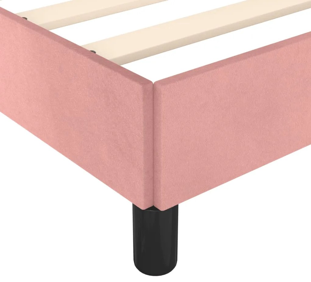 Estrutura de cama 90x190 cm veludo rosa