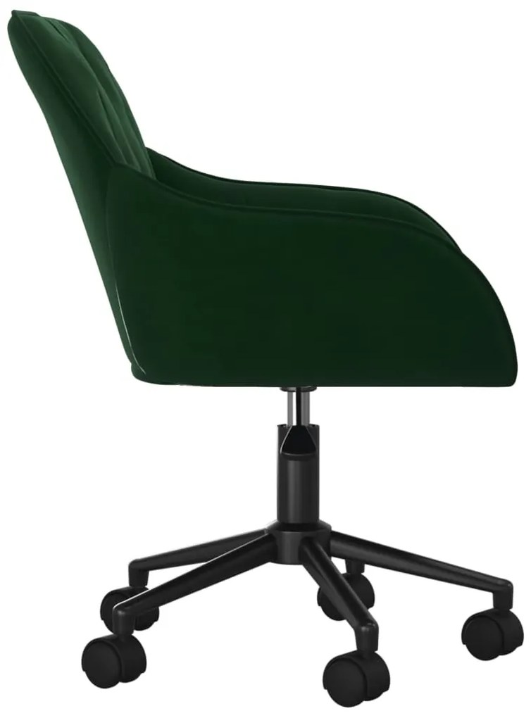 Cadeira de escritório giratória veludo verde-escuro