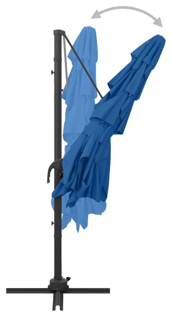 Guarda-sol 4 camadas com poste alumínio 250x250 cm azul ciano
