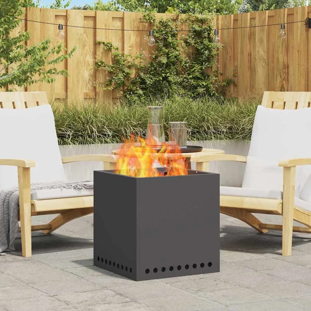 vidaXL Fire Pit Preto 48 x 48 x 50 cm Aço laminado a frio