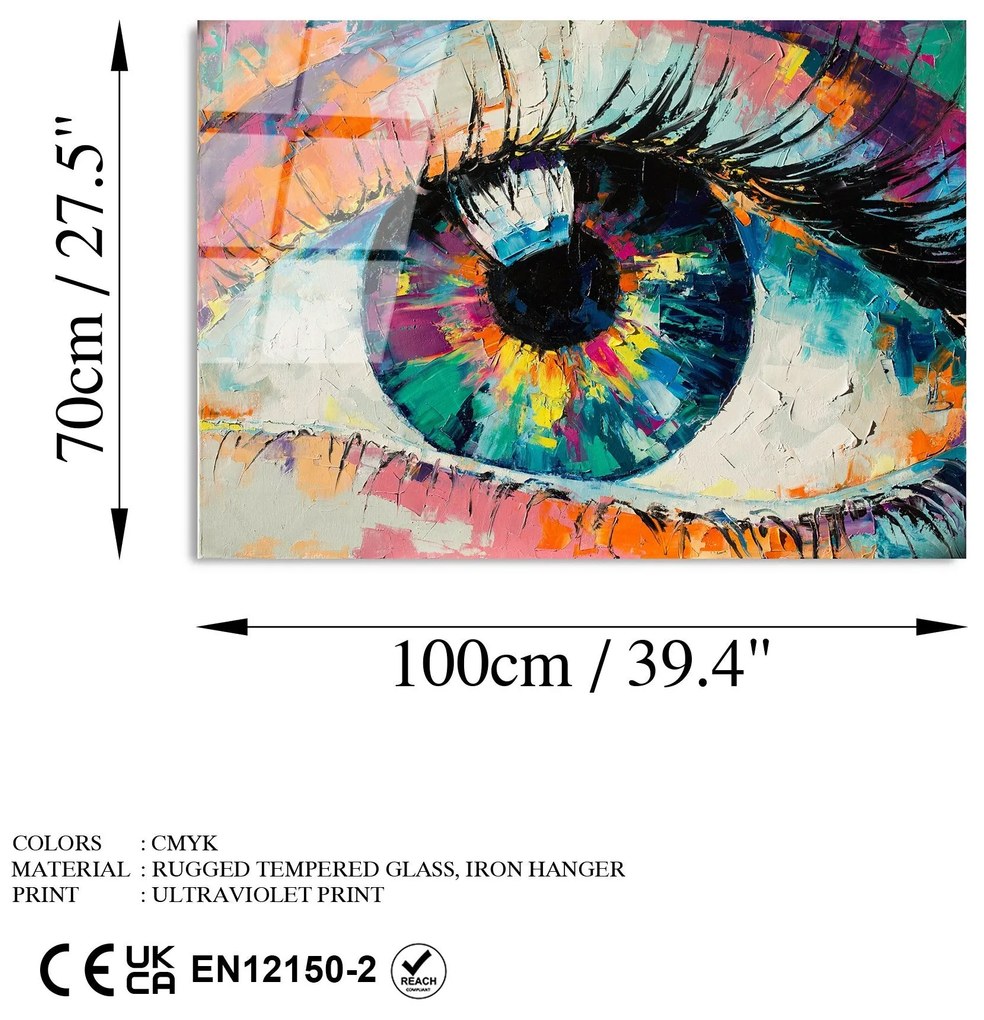 Pintura Decorativa em Vidro Temperado UV-179 – Multicolor – 70 x 100 c
