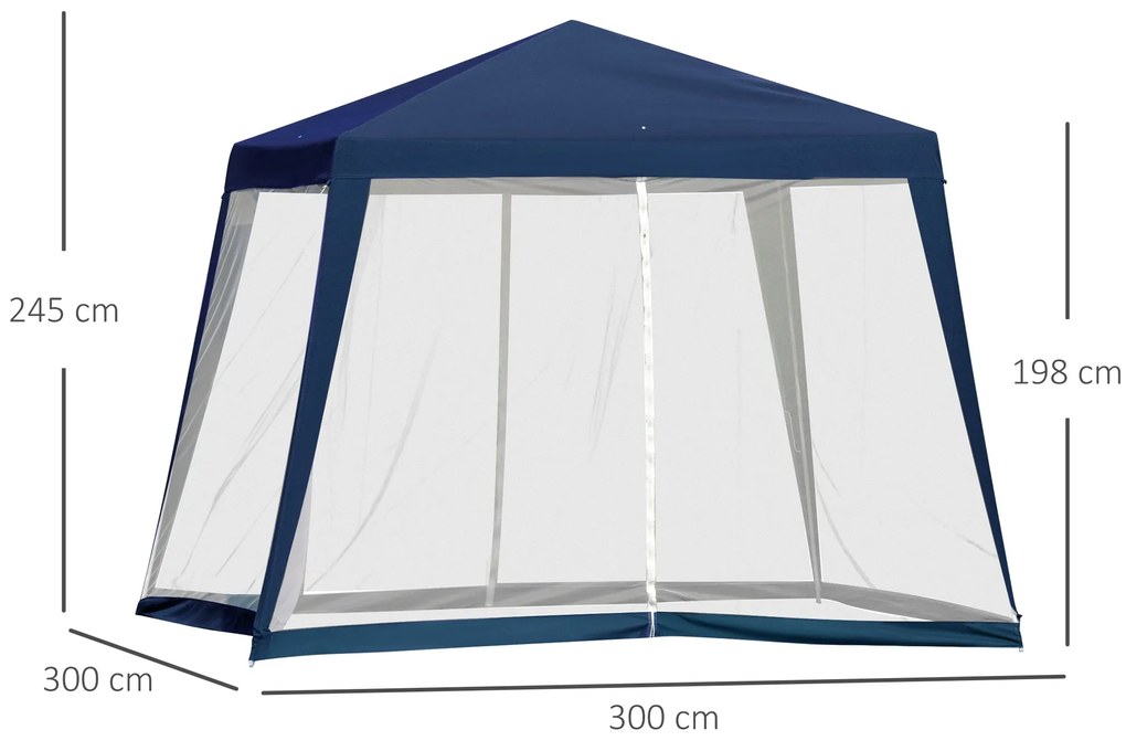Tenda de Jardim 3x3m Tenda com 4 Partes Laterais Rede Mosquiteira com
