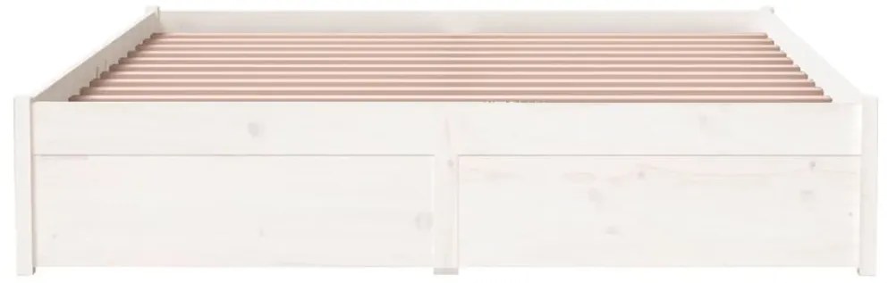 Estrutura de cama casal 135x190 cm madeira maciça branco