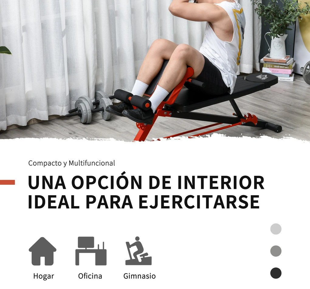 Banco de haltere Inclinação com 4 níveis de altura ajustável 64x146x73