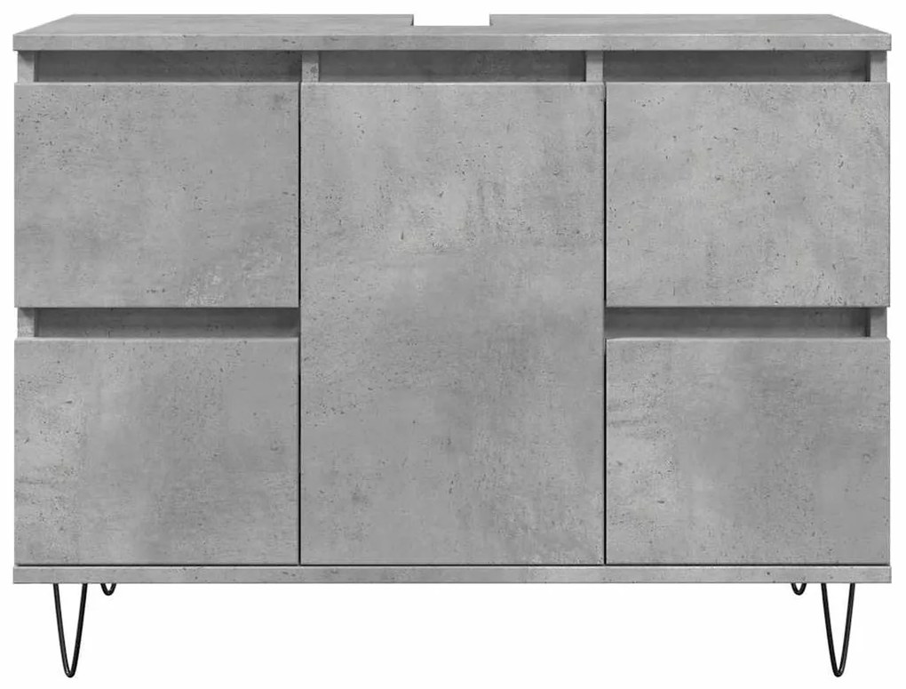 Móvel casa de banho 80x33x60 cm derivados madeira cinza cimento