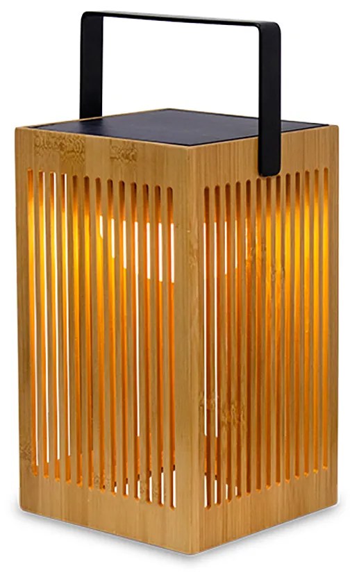 Candeeiro de Mesa em Bambu com LED Regulável, IP54, Recarregável a Solar com Comando Remoto - Okinawa Oriental