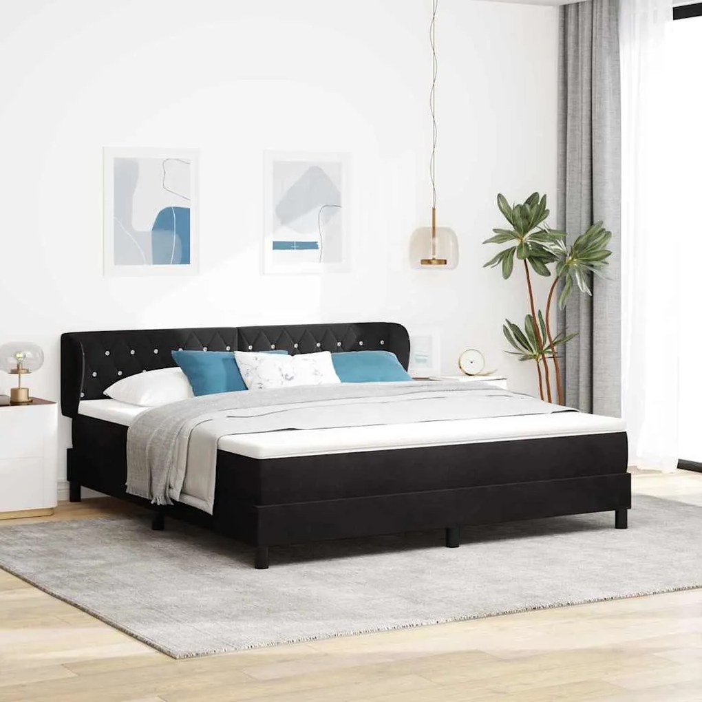 Cama Box Spring com Colchão vidaXL Preto 180x200 cm Veludo
