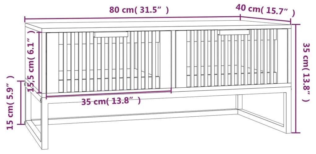 Mesa de centro 80x40x35 cm derivados de madeira/ferro preto
